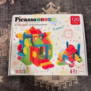 Picasso Tiles Bristle Shape 3D Building Blocks, 120 pieces
